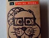 Pwning Noobs. Handmade Beaver Greeting Card.