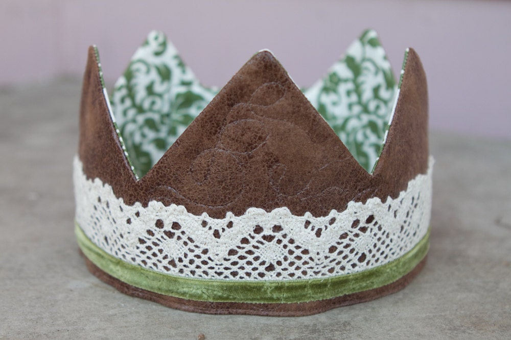 Leather and Lace Fabric Crown