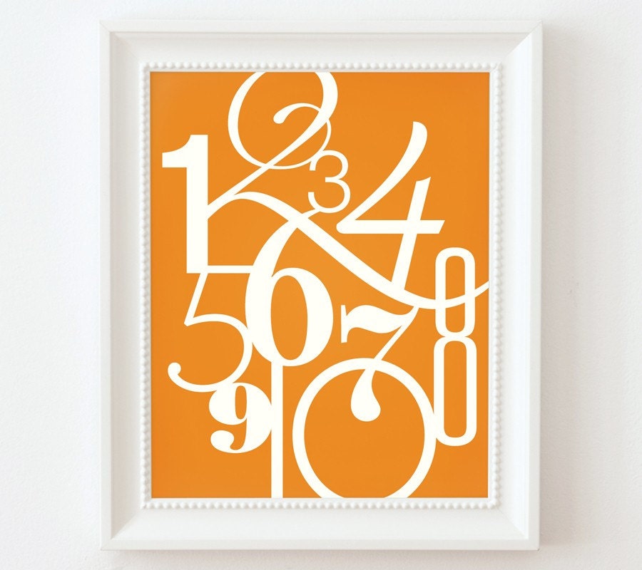 8x10 NUMBERS print : Palette No. 98 orange white