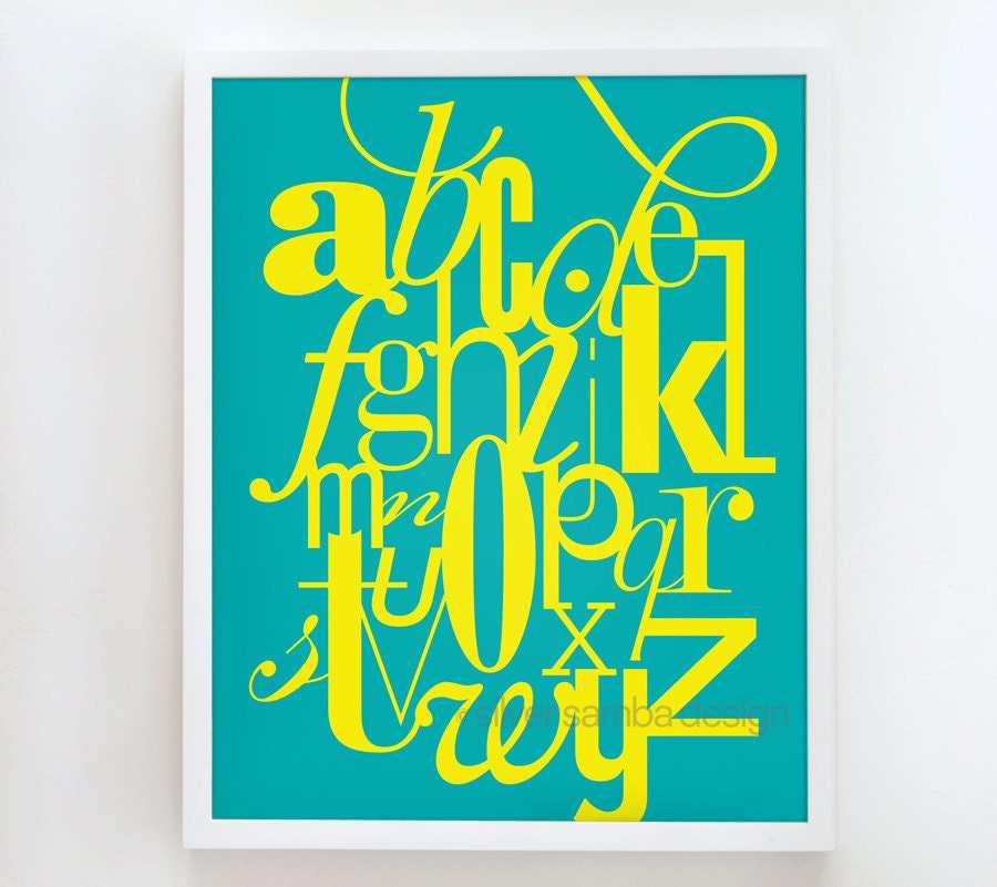 16x20 LETTERS print : Palette No. 74 teal yellow