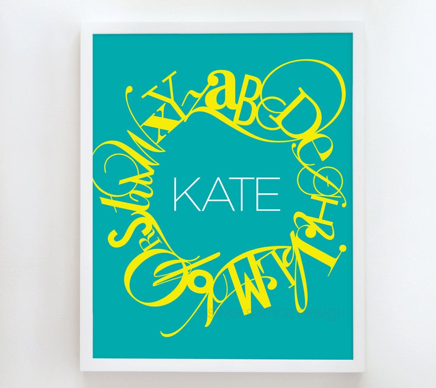 16x20 EMBLEM print custom name : Palette No. 74 teal yellow