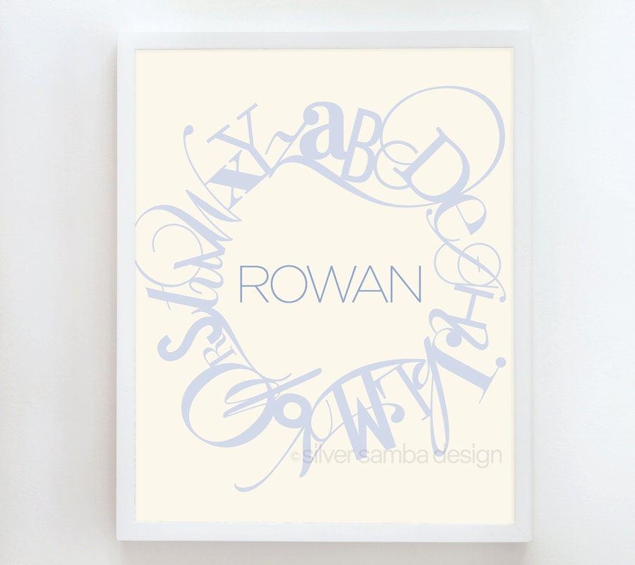 16x20 EMBLEM print custom name : Palette No. 20 cream blue