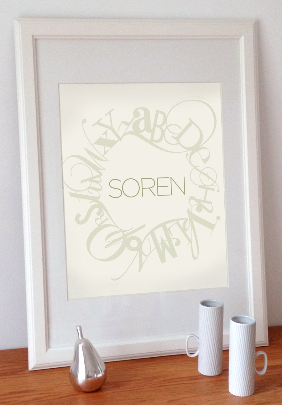 16x20 EMBLEM print custom name : Palette No. 40 cream green