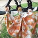 Pleated Orange and White Hobo Bag with Wooden Handles // Beach Tote // Hand Bag