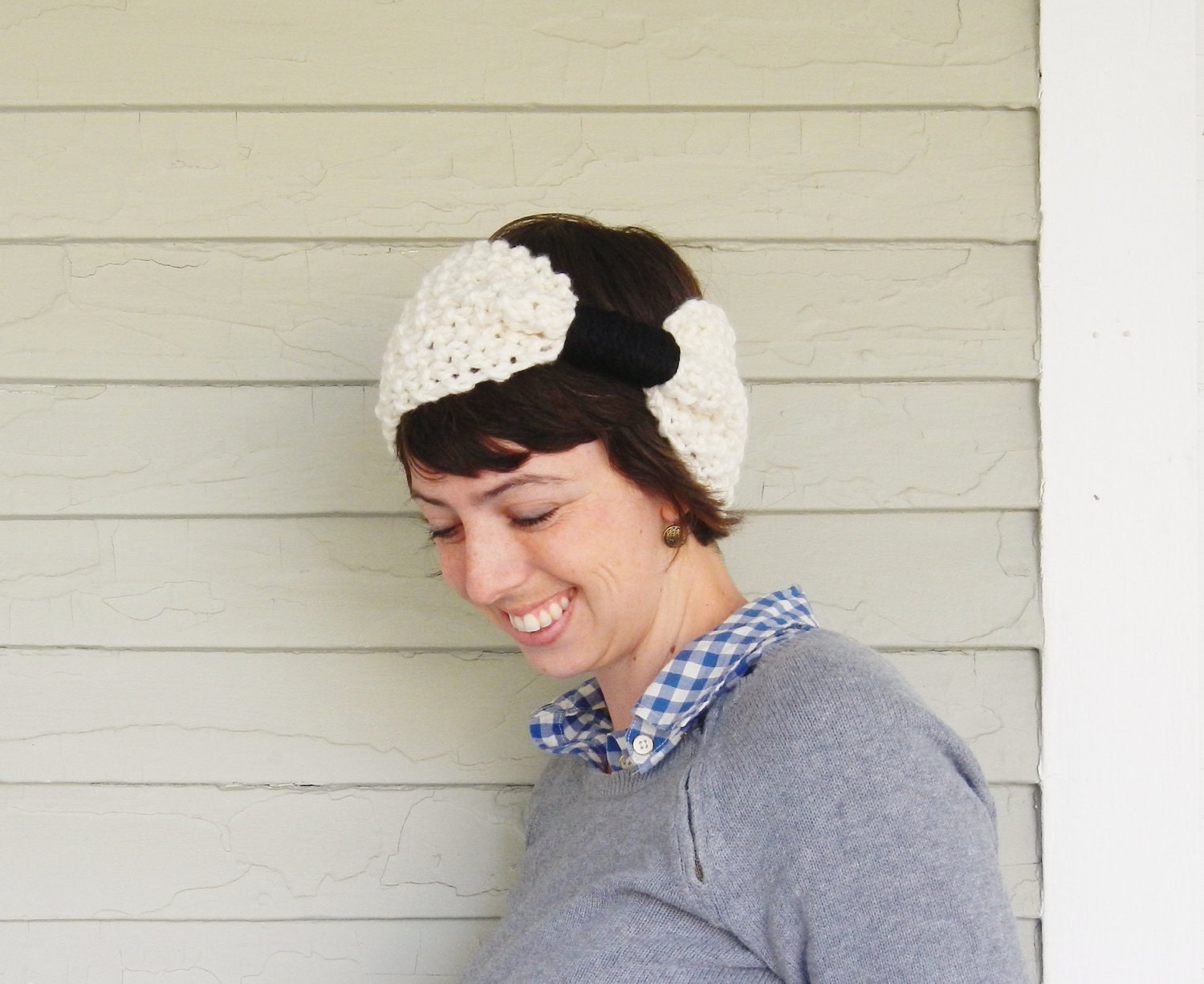 Headband Turban-Style Ear Warmer - CHOOSE Your Color or Black / White - Agatha Christie - LitKnits