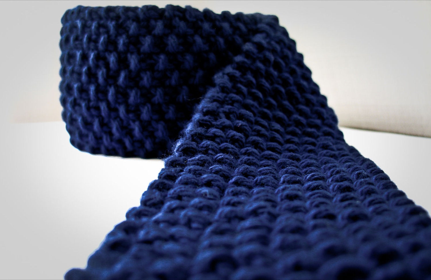 Knit Skinny Tie - Groomsmen Wedding Tie - Paperback Writers' in Dark Navy - 100% cotton - Lit Knits