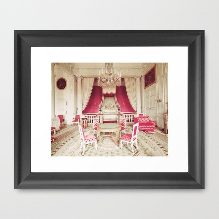 Paris Photo. Fine Art Photography. Versailles Princess Room. Marie Antoinette. Fuchsia Pink White Gold. Rococo. Nursery Art. Size A4