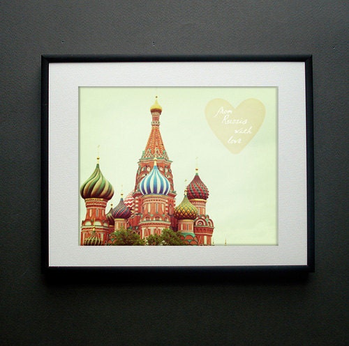 Russia With Love. Art Print. Moscow. Fine Art Photography. St. Basil's Cathedral. Orange. Size A4