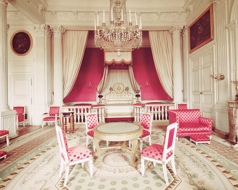 Paris Photo. Fine Art Photography. Versailles Princess Room. Marie Antoinette. Fuchsia Pink White Gold. Rococo. Nursery Art. Size A4