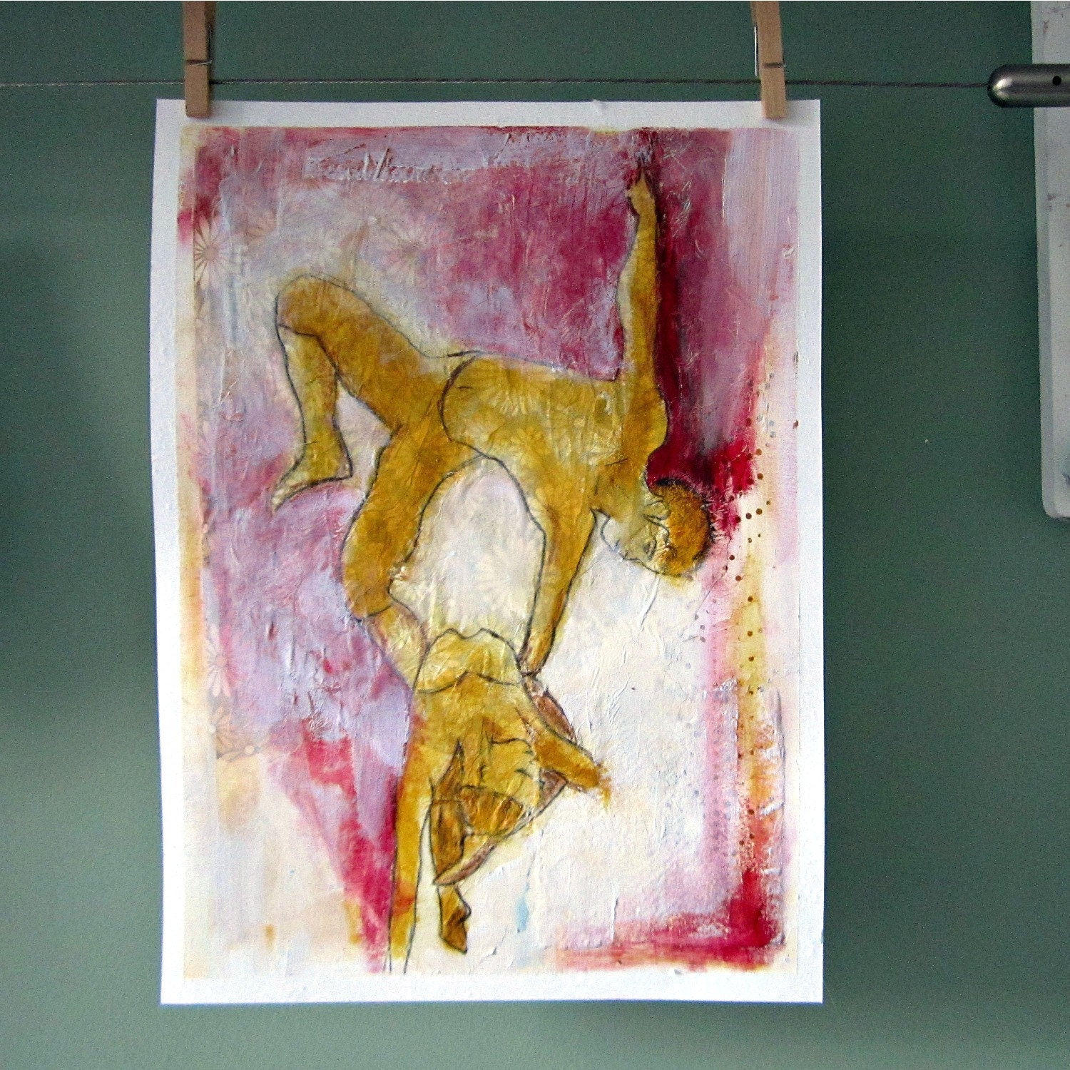 Mixed Media Painting on Paper - 'Trapeze'