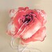 Weddings Pillow Ring Bearer: Unique Design Pink Rose Flower Baby Shower Cushion. Handmade, OOAK