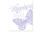 Happiness - Lavender Violet Purple Periwinkle Modern Graphic Quote Spring Easter Print - 8x10 Mothers Day Under 20