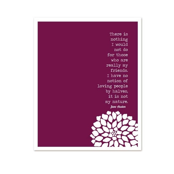 Jane Austen Quote Digital Art Friendship Print My Friends Eggplant Plum Purple