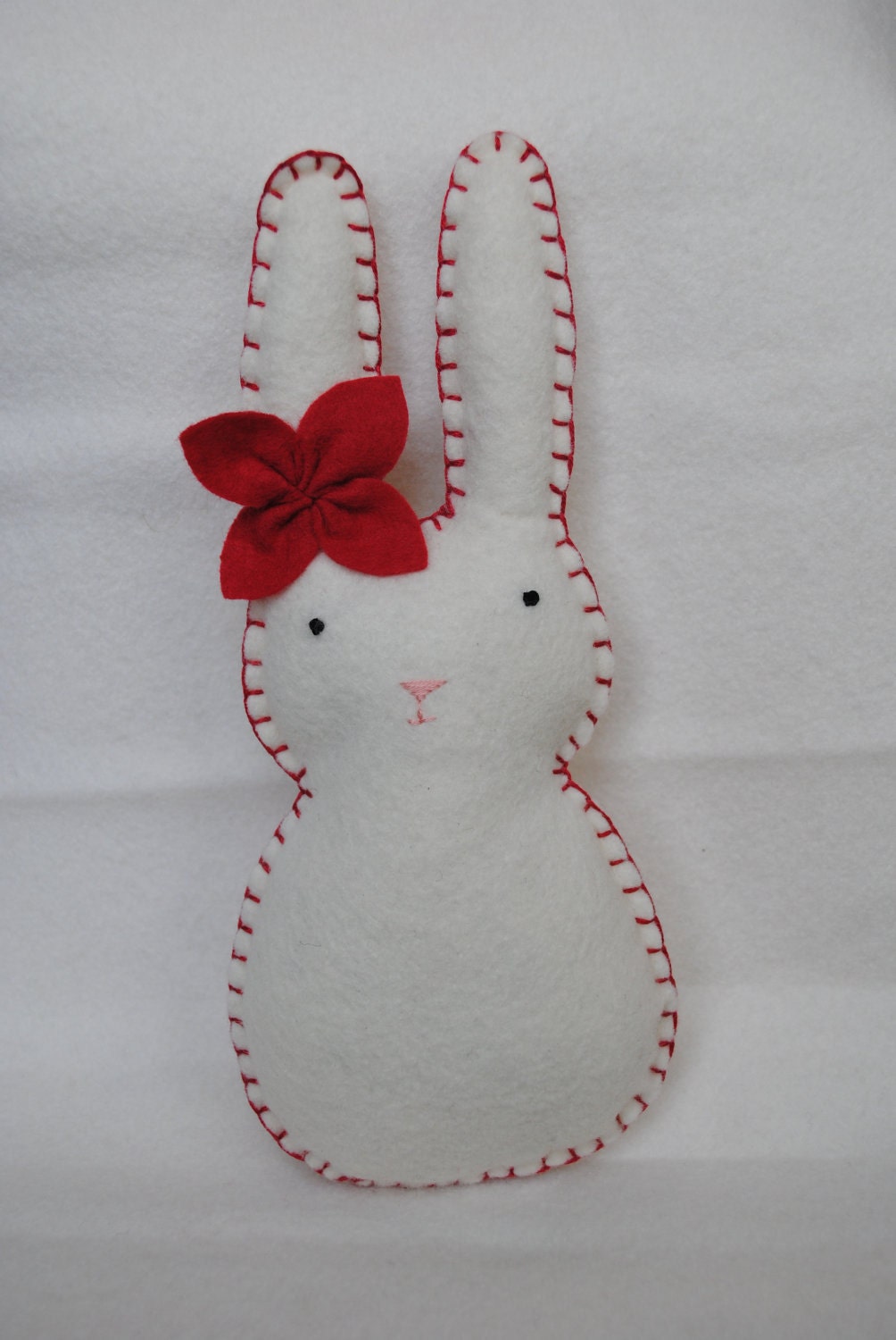 Sweet Little Bunny Tooth Fairy Pillow-white and raspberry-