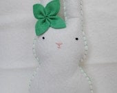 Sweet Little Bunny Tooth Fairy Pillow-white and mint--