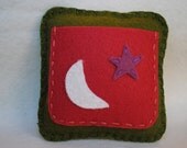 Mini Tooth Fairy Pillow-earth green, raspberry--READY TO SHIP