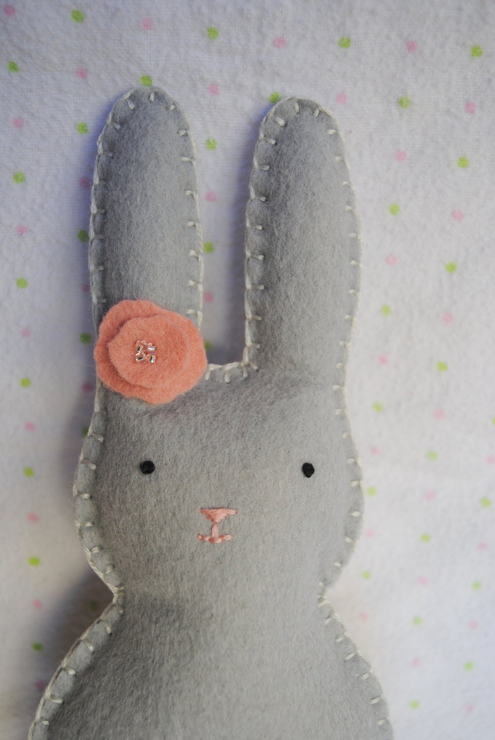 Sweet Little Mini Bunny--pocket pal, gray, peach