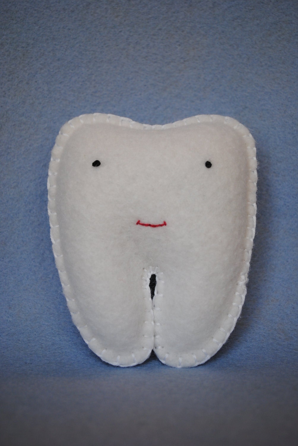 Mini Tooth Fairy Pillow shaped like a little tooth--white, yellow