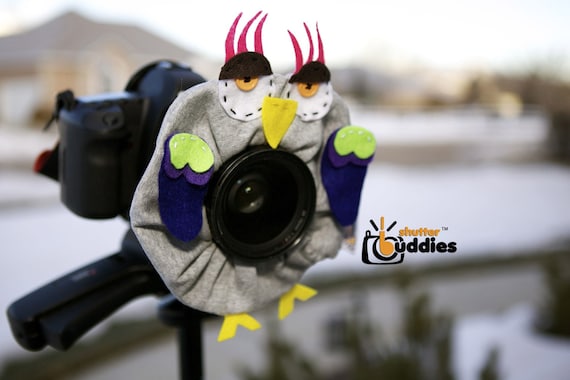 Shutter Buddies Greg Gray OWL with SQUEAKER camera lens prop- Ready to ship