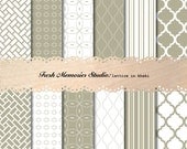 Lattice in Khaki. 12x12. Modern Digital Printable Paper Pack for cards, scrapbooking or commercial.