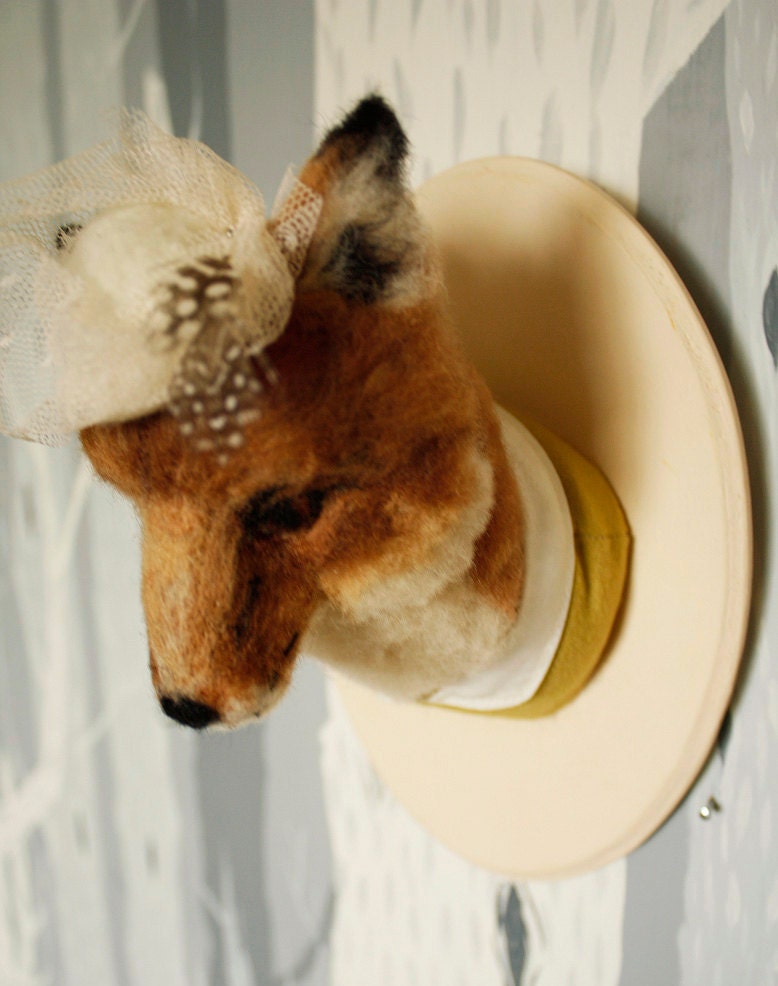 Needle Felted Fox Taxidermy reserved for Lady Foxmoore