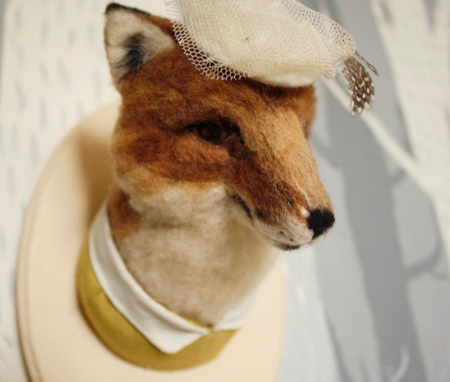 Needle Felted Fox Taxidermy reserved for Lady Foxmoore