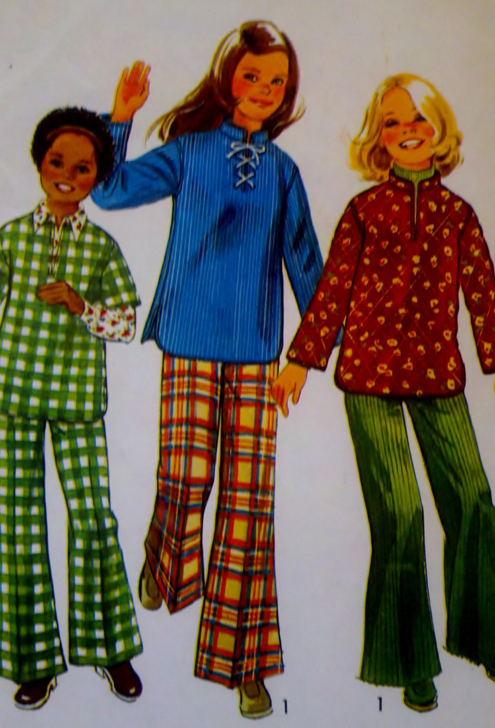 Vintage Sewing Pattern Girl's Tunic Top & Bell Bottom Pants- Size 12/14 Breast 30/32" Simplicity 6589