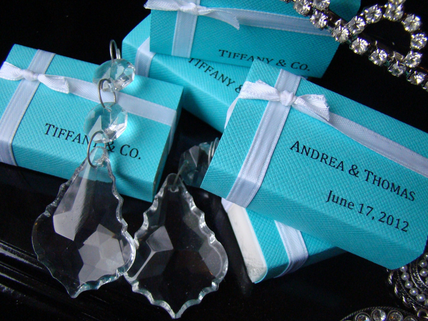 Tiffany Blue Shower Favor - 20 Personalized Shea Butter Soap Favors tied with white satin ribbon