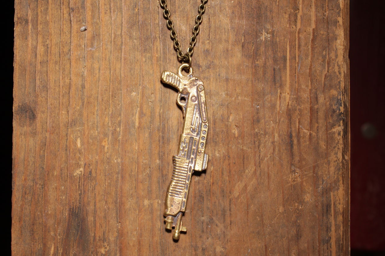 Gun necklace pendant made of brass. Chain Necklace. For men and women.