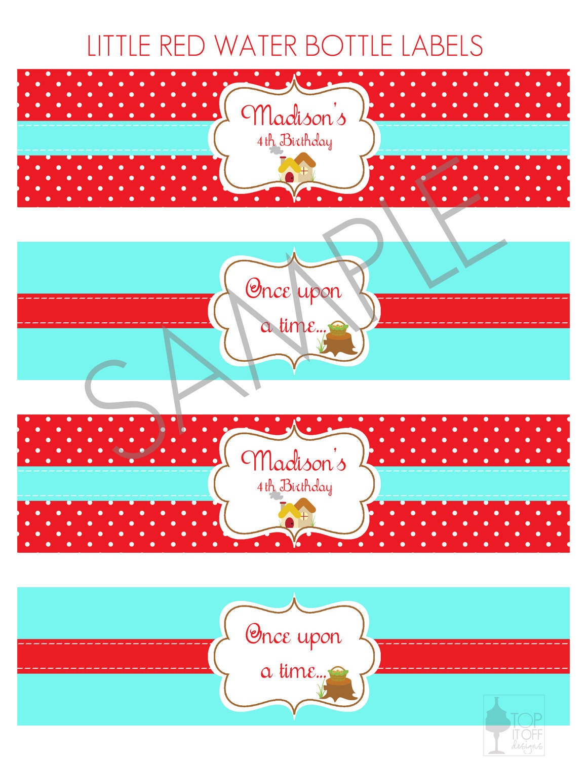 Little Red RIding Hood Water Bottles - DIGITAL - DIY Il_570xn