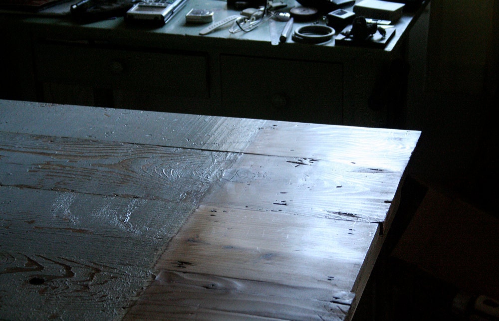 Island Barn Moonwater table modern reclaimed elemental wood with hairpin legs