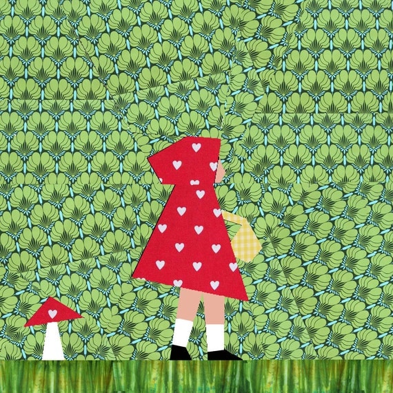 Little Red Riding Hood paper pieced quilt block pattern PDF