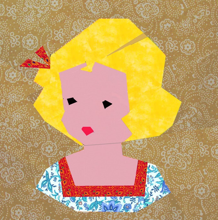 Little Girl paper pieced quilt block pattern PDF