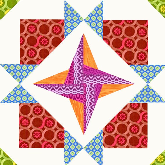 Cross Star pieced quilt block pattern PDF
