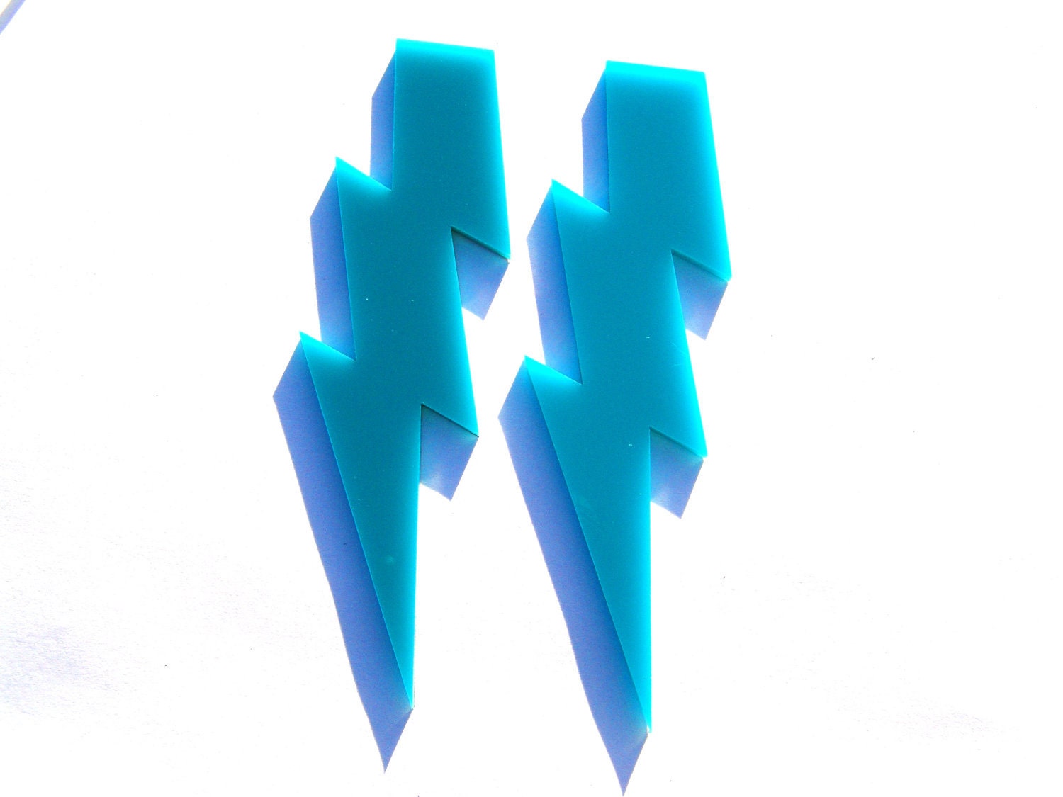 Acrylic Lightning Bolt Earrings (turquoise) FREE SHIPPING