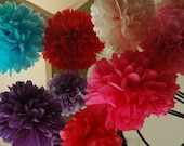 Princess party decorations - Tissue paper pom poms - pick your colors - 6 medium party pom package - Bachelorette, birthday, bridal shower