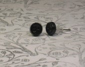 Simple Black Button Stud Earrings