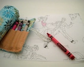 SALE 25% OFF Crayon Roll Up - Doodle Flowers