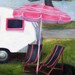 SALE Retro Caravan - original oil painting  - Vintage travel home decor, airstream teardrop trailer