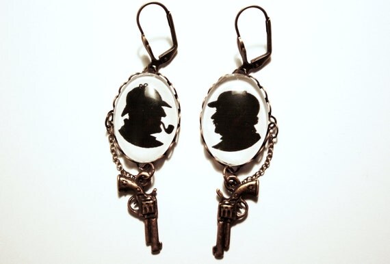Silhouette Earrings - Sherlock Holmes and Dr Watson