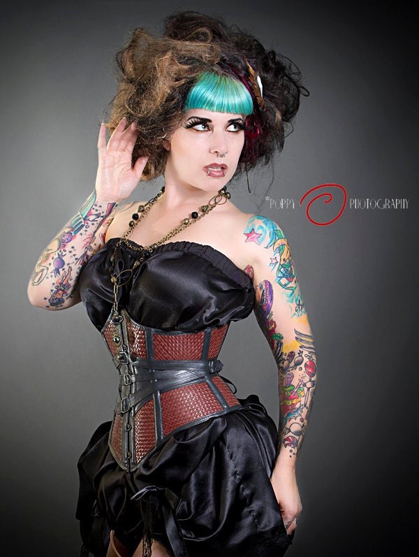 Fantasy woven leather under-bust corset
