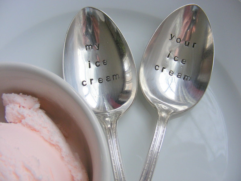 Personalized Hand Stamped Ice Cream Spoons Your Ice Cream My Ice Cream