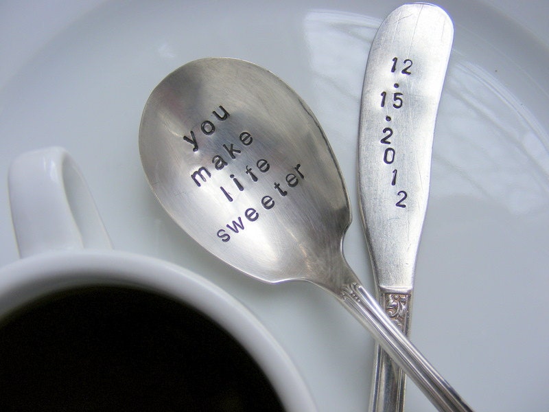Hand Stamped Spoon and Knife Set