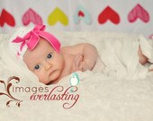 Sale - White Cloche Beanie Hat with Ribbon Easter Spring Summer Baby Infant Toddler Photo