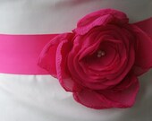 SORO -   hot pink bridal sash, wedding flower sash with a satin ribbon