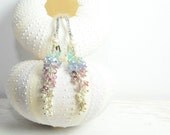 Handcrafted Multi Color Pastel Gemstone Cascading Earrings:)Tanzanite Bridal Earrings, Colorful Statement Earrings