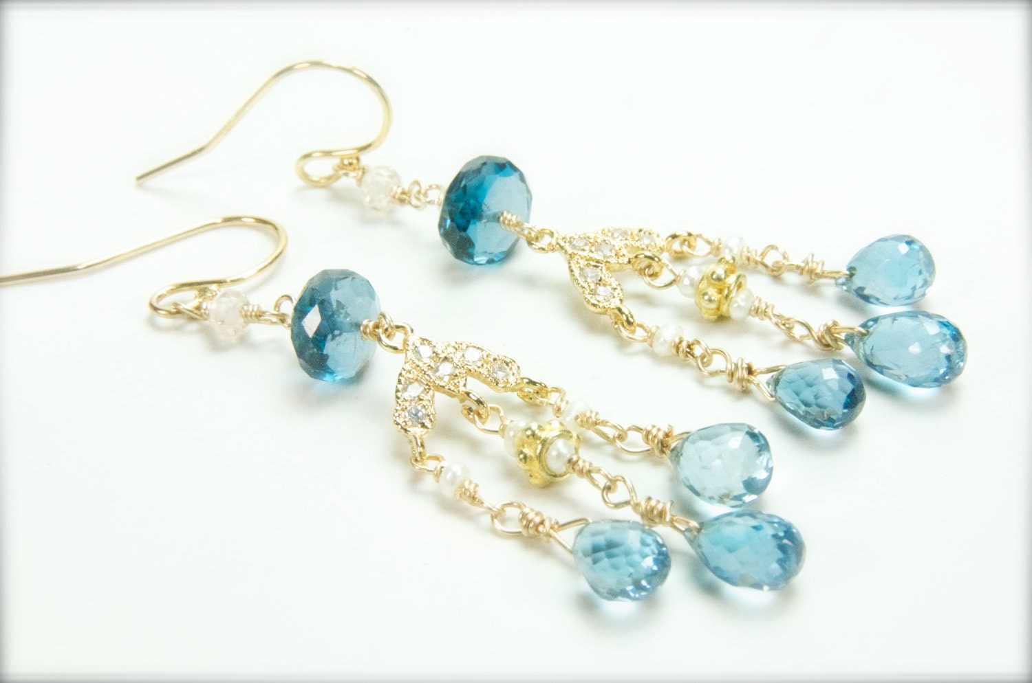 London Blue Topaz Earrings for the Bride, Matron of Honor Gifts, Bridal Earrings, Weddings
