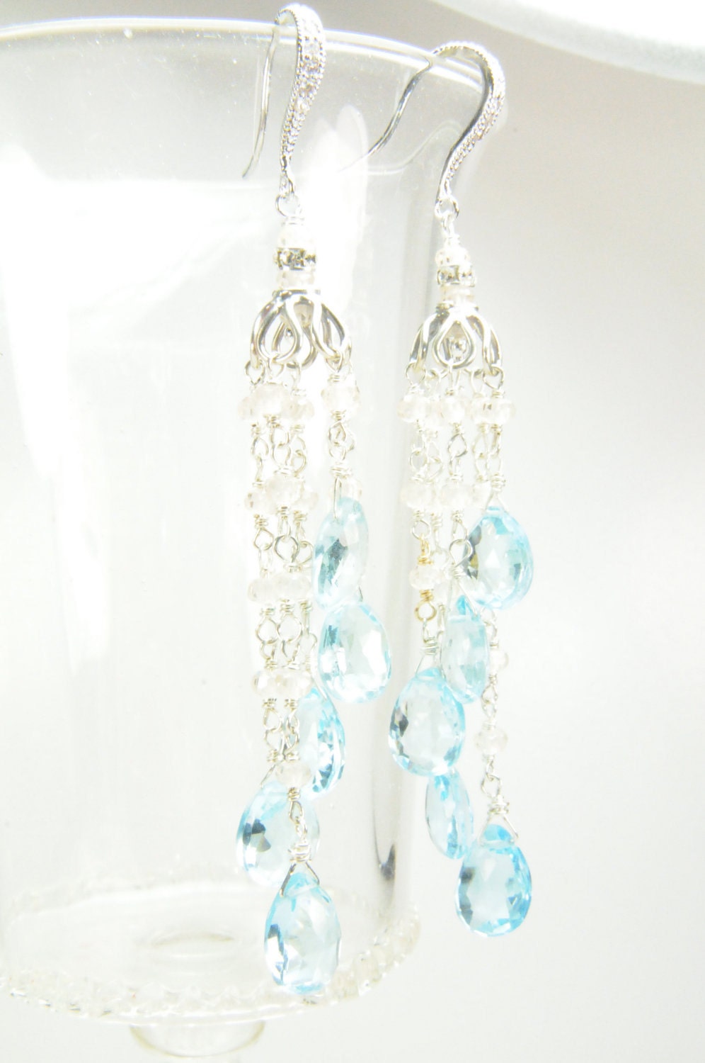 Sky Blue Topaz Sterling Silver Bridal Earrings on Etsy