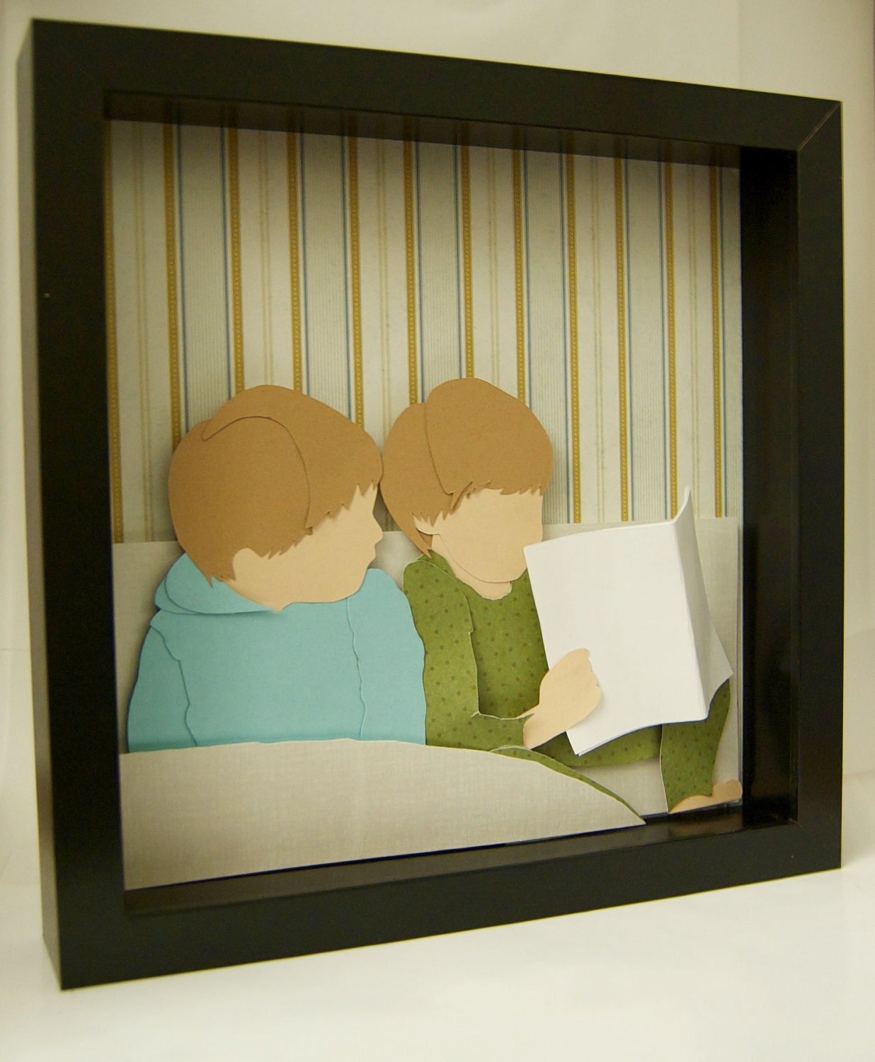 Custom cut paper child and family portrait