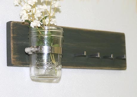 Jewelry Holder Rack Organizer Vintage Green Wall Vase Jar Earrings Necklace Key Rack